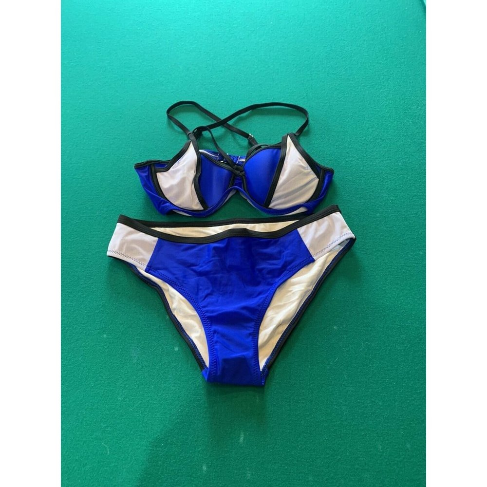 Blue Black & White Womens Bikini Size Medium